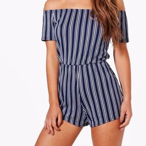 Petite Short Sleeve Off The Shoulder Romper
